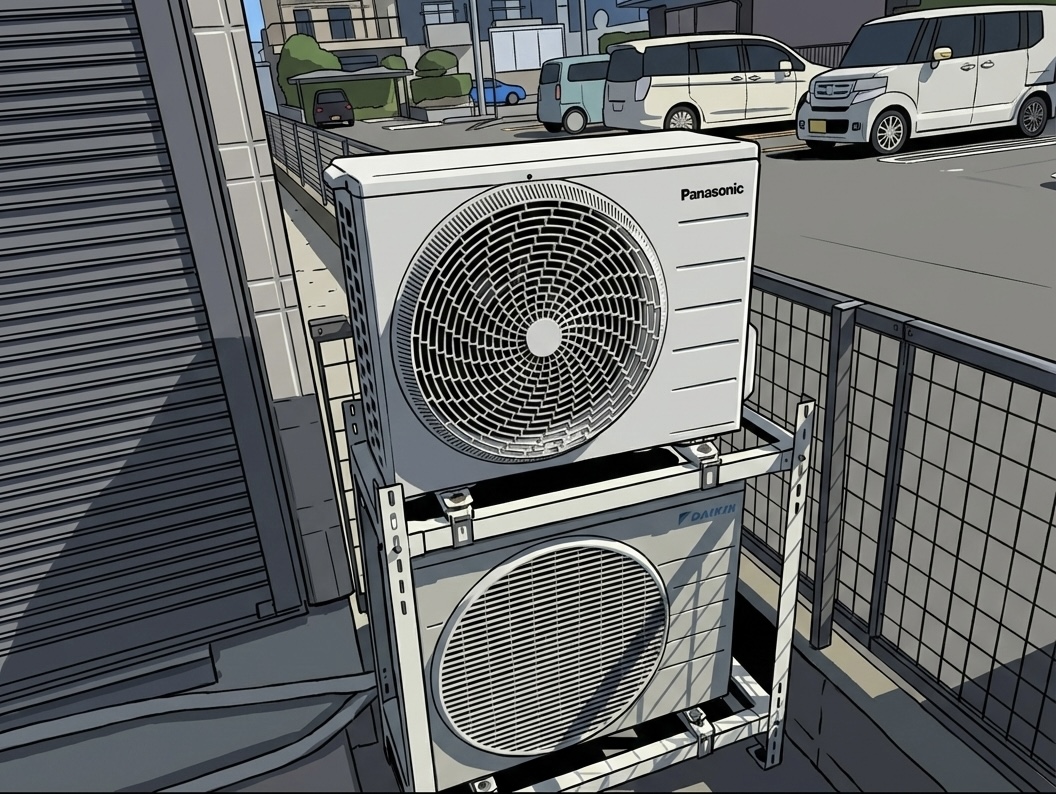 室外機二段置き