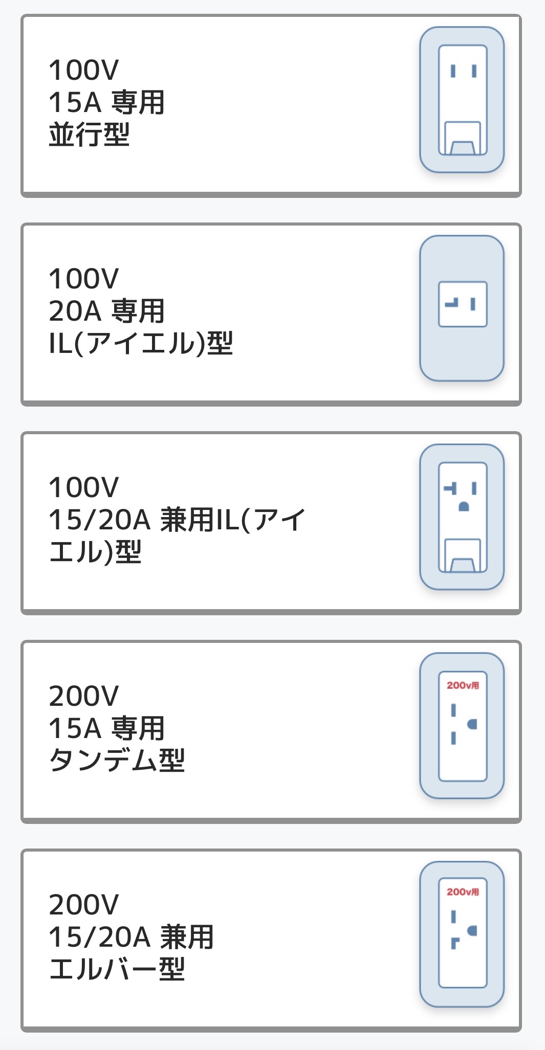 コンセント一覧